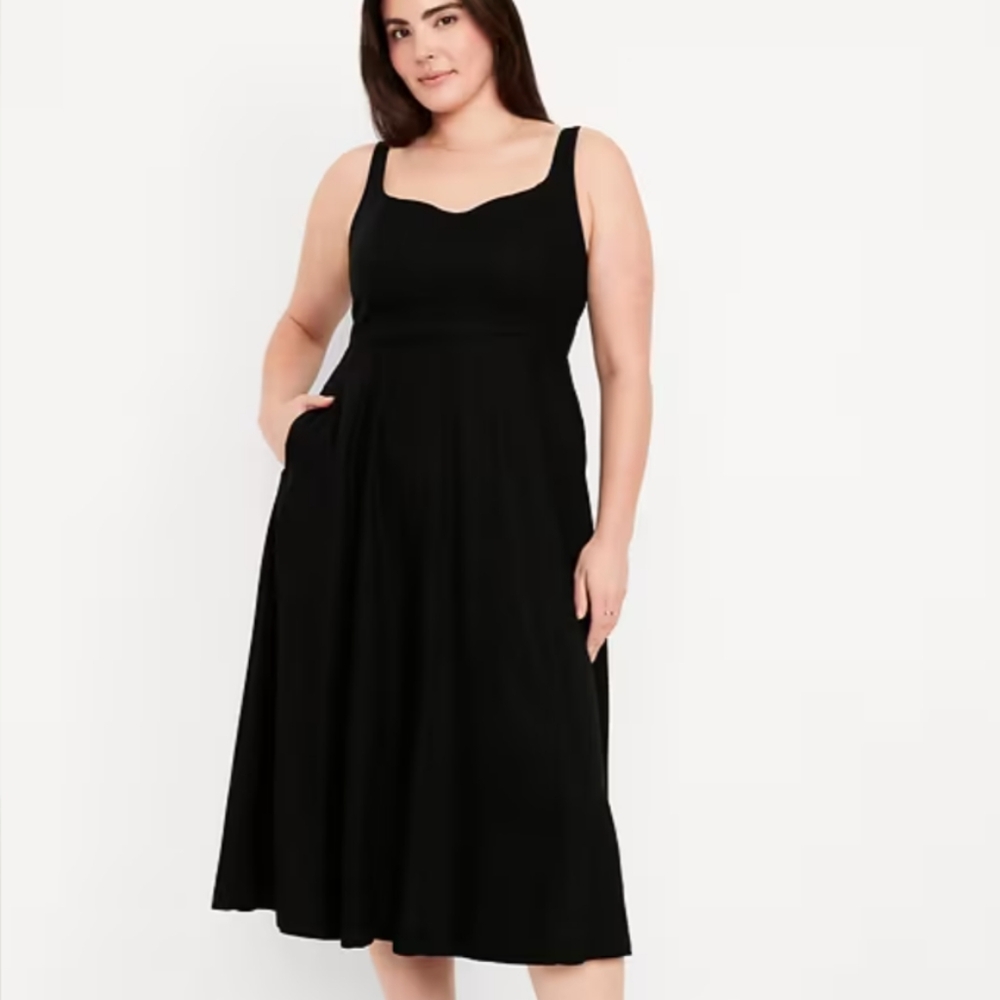 Fit & Flare Sleeveless Linen-Blend Midi Dress